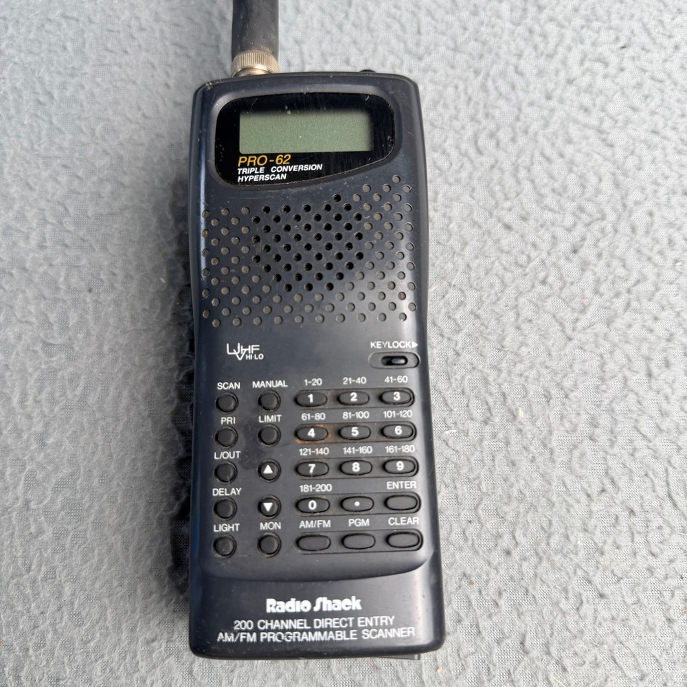 Radio Shack PRO-62 200 Channel Direct Entry AM/FM Programmable Scanner Untested